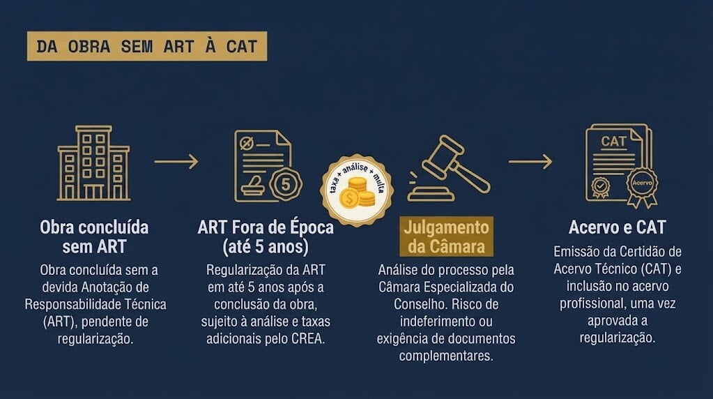 O caminho da ART Fora de Época: obra concluída, regularização, julgamento da Câmara, acervo e CAT