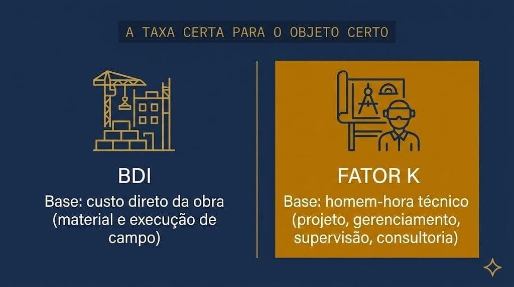 Quando usar BDI e quando usar Fator K: obra x serviço intelectual de engenharia