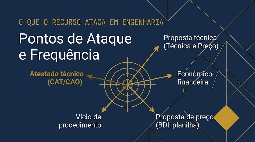 Os pontos de inabilitação e desclassificação em engenharia que o recurso ataca