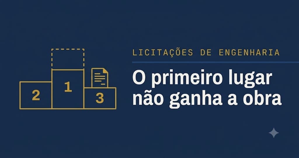 Pódio de licitação de engenharia com o primeiro lugar vazio